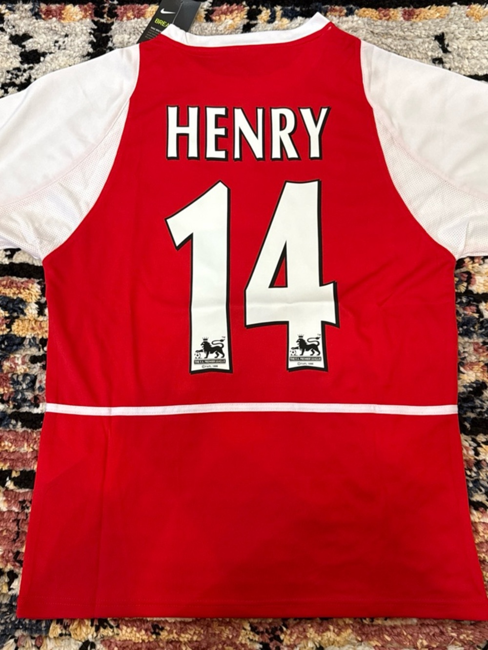 Nike Red and White Soccer Jersey with "HENRY 14" Back medium